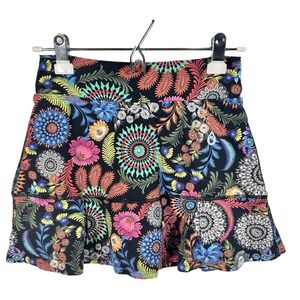 Dona Jo Colorful Skort Tennis Golf Pickleball Size 1 Small Blue Multi Floral